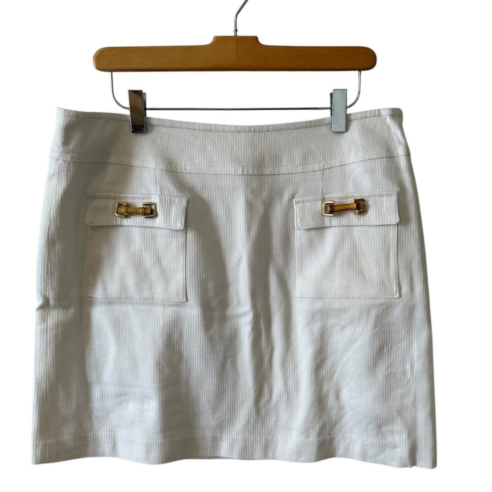 Skirtin Around Preppy White Cotton Mini Skirt Bamboo Pocket Detail 10